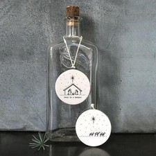 White Flat Porcelain Christmas Decoration-Away In Manger Nativity-East Of India