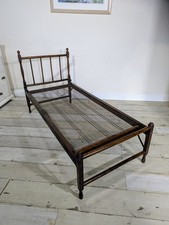Antique Wooden Folding Bed Early 20th Century Sprung Base Oak Frame Delivery Ava
