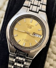 Vintage Seiko 5 Automatic 7S26 Gold Sunburst Dial Men’s Watch Japan 21 Jewels