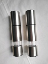 Salt & Pepper Grinder Set Stainless Steel Acrylic Manual Mills 20cm Adjustable