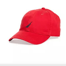 Nautica Red 100% Cotton Twill Golf Hat Cap Vintage Y2K Logo