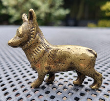 Vintage Solid Brass Welsh Corgi Dog Figurine 139g E490
