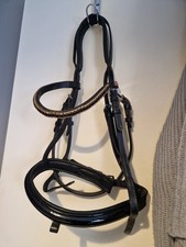 Black Leather Padded Bridle Sparkly Bling Kate Negus Browband rrp £115 Cob Size