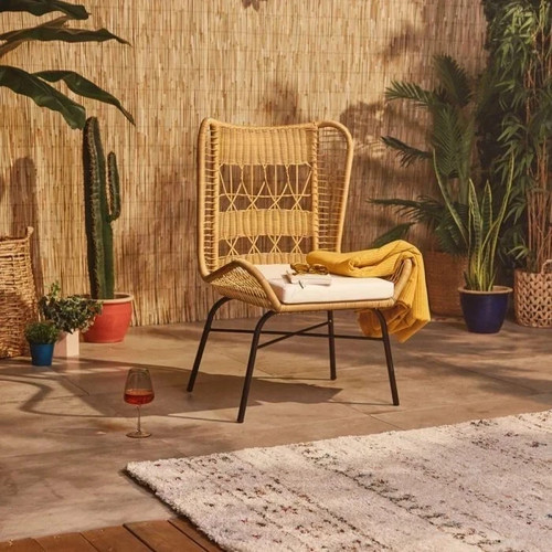 Rattan wing back chair wicker - rattan,