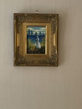 Monet Hand Painted Reproduction In Oil On Canvas Certificate On Back 13”x 11”