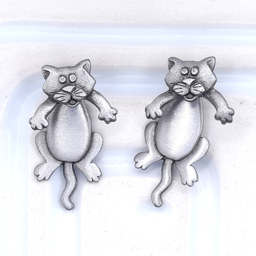 Vintage cat earrings - vintage, pierced