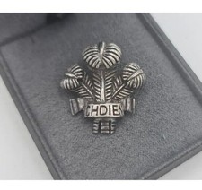 Antique 925 Silver Brooch ICHDIEN Prince of Wales Feathers Badge 11g