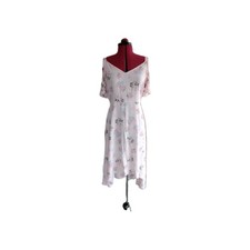 Ladies George Pink Floral Cold Shouder Dipped Hem Dress Size 12