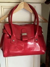 L K Bennett Red Patent Handbag With Original Dust Bag And Carrier Bag Used Twice
