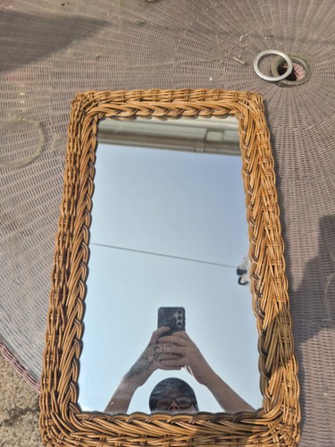 Vintage wicker mirror - vintage,