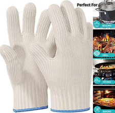 2x Oven Gloves Heat Resistant With Fingers BBQ Kitchen Non-Slip Cooking Mitts UK