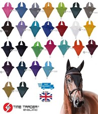 Horse Long Tie Down Fly Veil Fly Hood Ear Bonnet Flyveil Handmade Crochet Piping