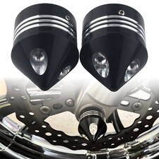 Black Aluminum Front Axle Cap Nut Cover For Harley Dyna Electra Road King Glide