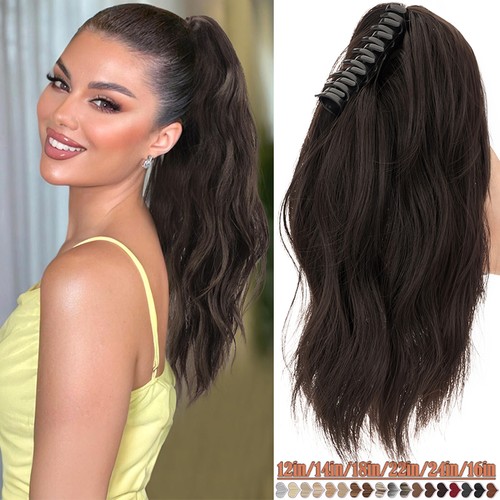 Curly wavy claw clip pony - wavy, in