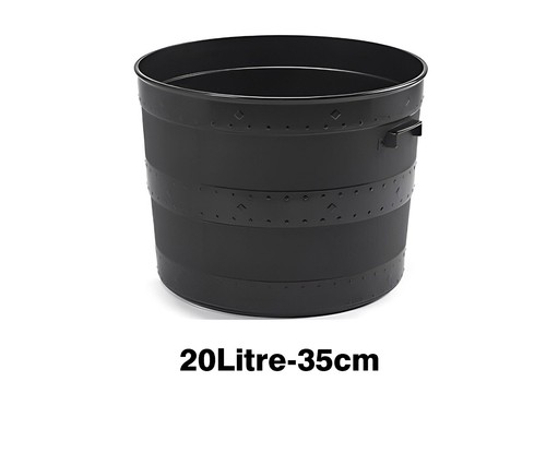 Black plastic planter - black, plant