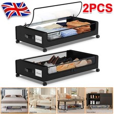 2PCS Under Bed Storage with Wheels Storage Containers with Clear Window &Label