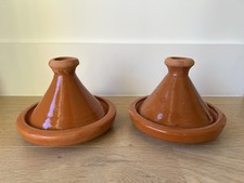 PAIR of NEW Terracotta Moroccan Tagine Cooking Pot Rustic, Marrakesh, 18cm dia