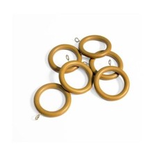 35mm Diameter Wooden Oak Curtain Pole Rings Hooks with Eyes x 10 Brand New