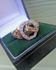 Gold Diamond Horse Ring 9ct