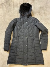 SUPERDRY Womens Coat Black Hooded Padded Jacket ribbed cuffs UK Size 10