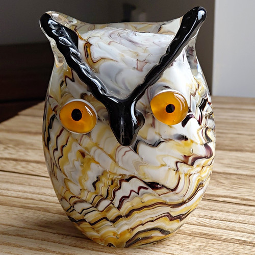 Art glass swurl - owl, by