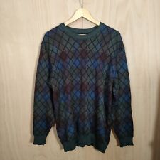Vintage Natural Issue Geometric Knit Sweater Mens Size XL Grandad Sweater