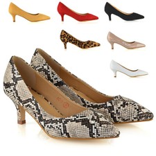 Women Court Shoes Ladies Kitten Low Heel Classic Point Toe Formal Pumps Size 3-8