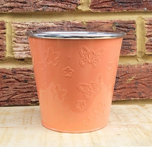 Orange zinc plant pot - ,