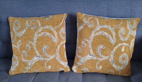 Chenille scroll ochre home - chenille,