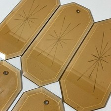 5 Brown Glass Chandelier Replacement Panels Star Burst Octagon Beveled VTG MCM