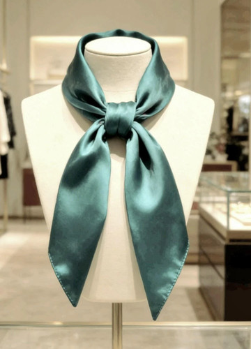 Green velvet neckerchief scarf - velvet,