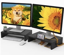 2 x Black Monitor Stand Riser