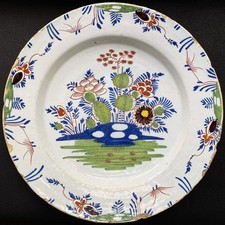 c. 1740 English 'London' Delft Floral Polychrome Charger Bowl Plate 12''