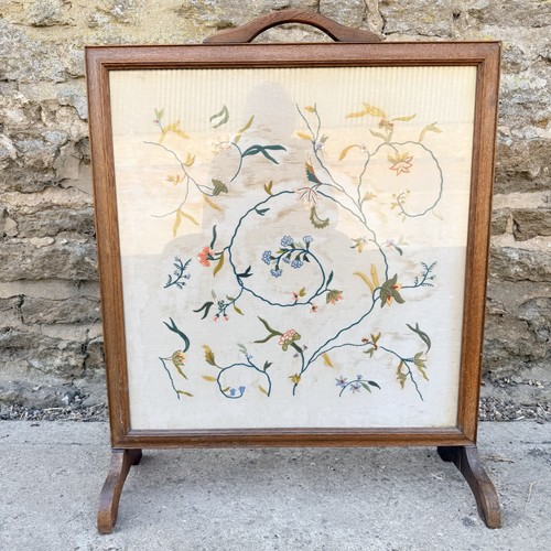 Embroidered fire screen wooden - embroidered,