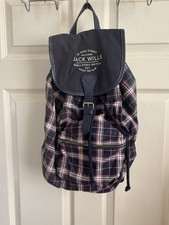Jack Wills Blue Tartan Bucket Bag Duffle Backpack
