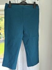 Ladies Stretch Crop Capri Teal Trousers 16