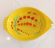 Vintage 1950s Sica Italian Pottery Fish Dish,  Fantoni  Raymor Era Mid Century