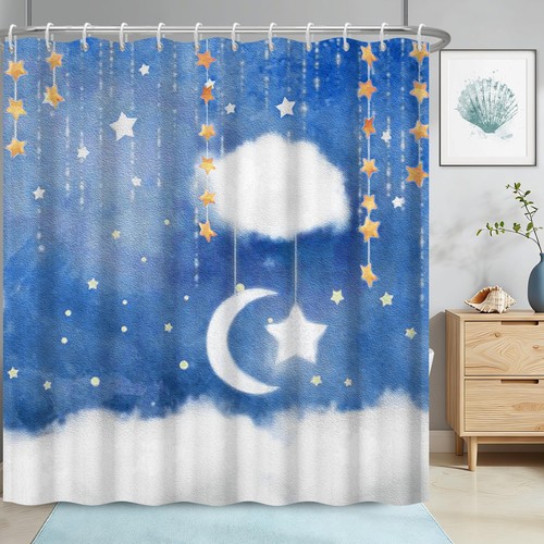 Moon starry shower curtain - moon,