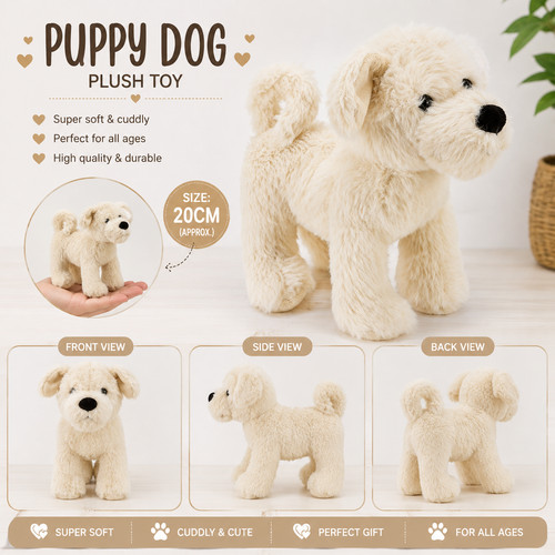 Puppy dog plush toy 20cm - 20cm, soft