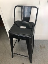 Ikea Tolix Bar Stool with Low Back Rest Black - Bar Kitchen stool