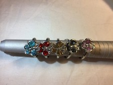 5 x Kids Medium Silver Tone Butterfly Diamante Adjustable Ring/Party Bag