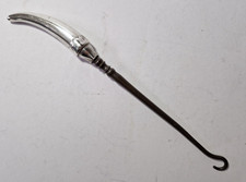 VICTORIAN SILVER BUTTON HOOK 1900 - SHARKS TOOTH - ADIE & LOVEKIN