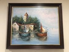 Framed vintage original oil on