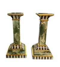 Mackenzie Childs Cheltenham Candlesticks Set Of 2 11" Candle Holders
