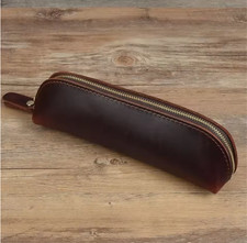 Vintage Coffee Leather Zipper