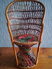 Dolls Chair Wicker Peacock Red