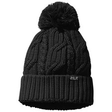 Jack Wolfskin Unisex Stormlock POMPOM Beanie Hat In Black 4602033732 New