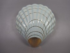 vintage light blue 22 karat gold paint shell design wall vase wall pocket