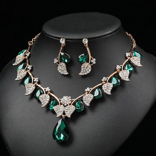Jewellery gold green set - jewellery,