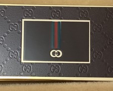 Gucci Accessory Black Enamel Monogram Money Clip In Original Velvet Display Box